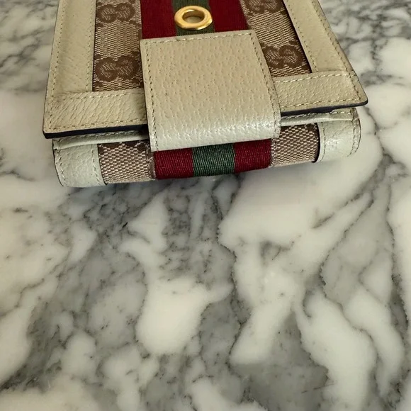 Gucci GG‎ Ophidia Wallet Leather Web Ivory/White, Rare - Picture 10 of 10